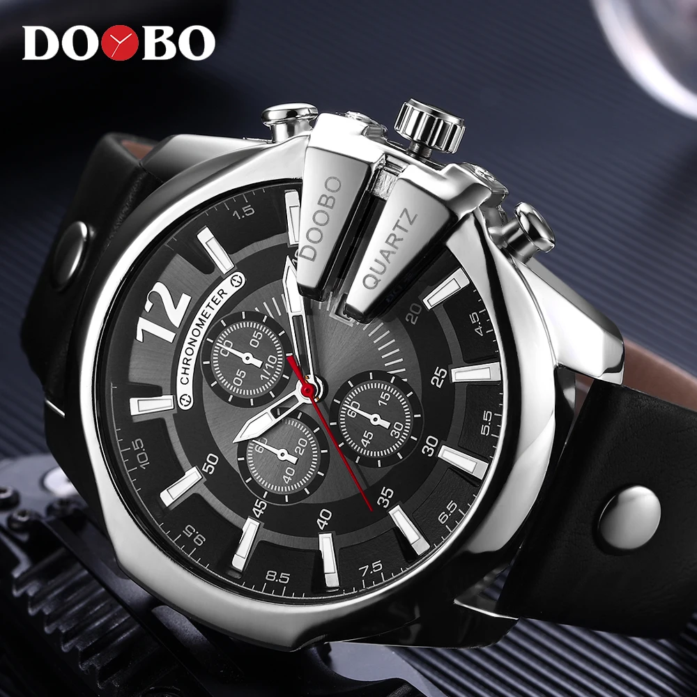 

DOOBO Men Watches Top Brand Luxury Gold Male Watch Fashion Leather Strap Casual sport Wristwatch With Big Dial Drop Shipping