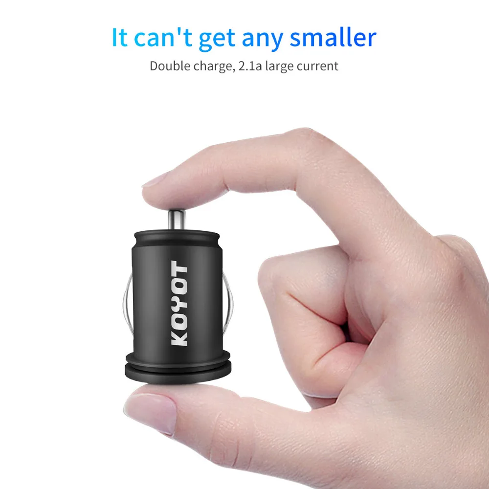 KOYOT شاحن سيارة مصغرة المزدوج USB شاحن سيارة سيارة التصميم شاحن يو اس بي 2 ميناء USB سريع سيارة-شاحن آيفون 8 سامسونج الهاتف الذكي
