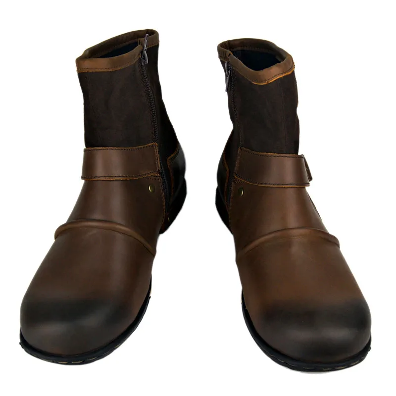 Мужские ковбойские ботинки ручной работы из натуральной кожи с пряжкой на ремешке, новые ботинки в стиле ретро