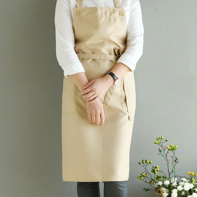 Nordic wind polyester cotton waterproof apron Coffee shops and flower shops work cleaning aprons for woman washing daidle bib