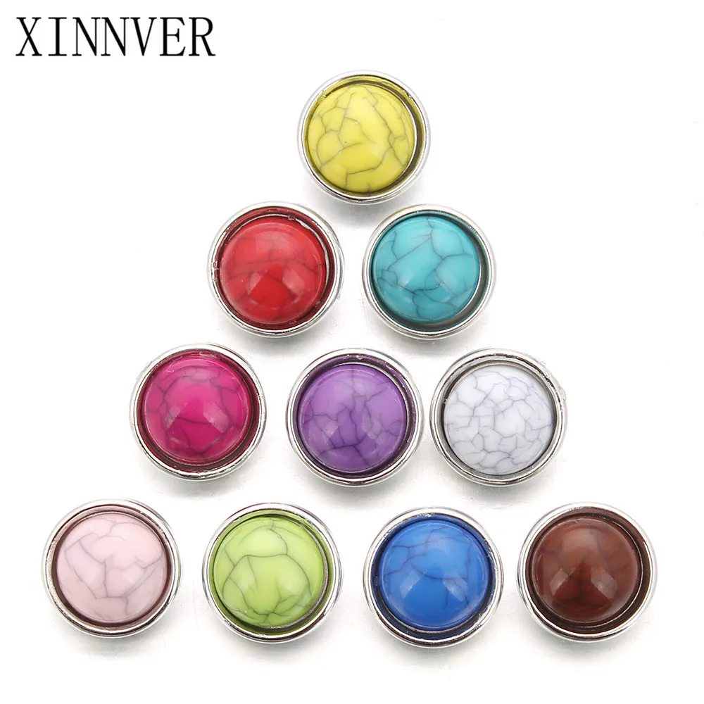 

10pcs/lot Snap Jewelry 12MM Snap Buttons Metal Stone Styles Xinnver Snaps Fit DIY Snap Bracelets Bangles