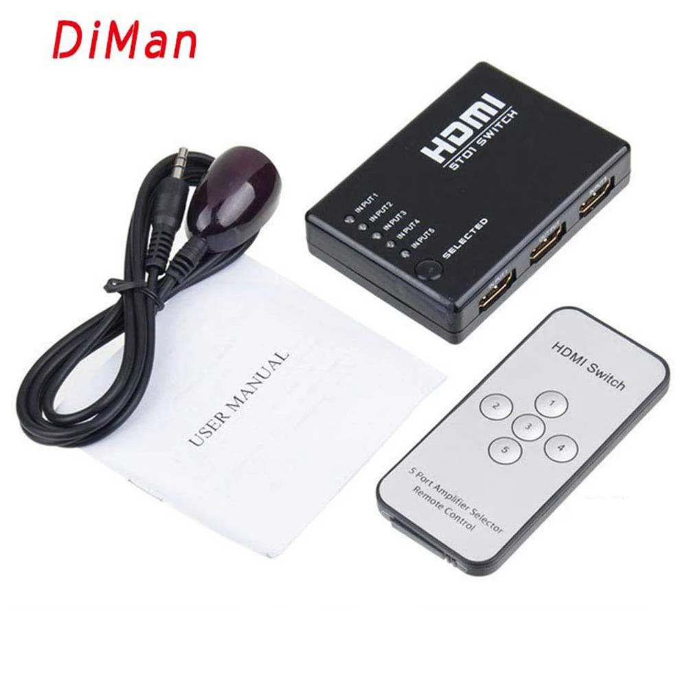 10PCS Mini IR Remote 5 Port HDMI Switch 5 in 1 5*1