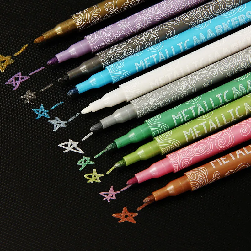 

10 Colors Lot Metallic Marker Pen DIY Scrapbooking Crafts Tire Tread Painting Pen Art Marker Pen For Stationery School Supplies
