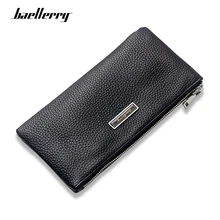 Baellerry hommes portefeuilles d'embrayage en cuir véritable longs sacs à main portefeuille d'affaires porte-carte à glissière sac de téléphone portable pour homme