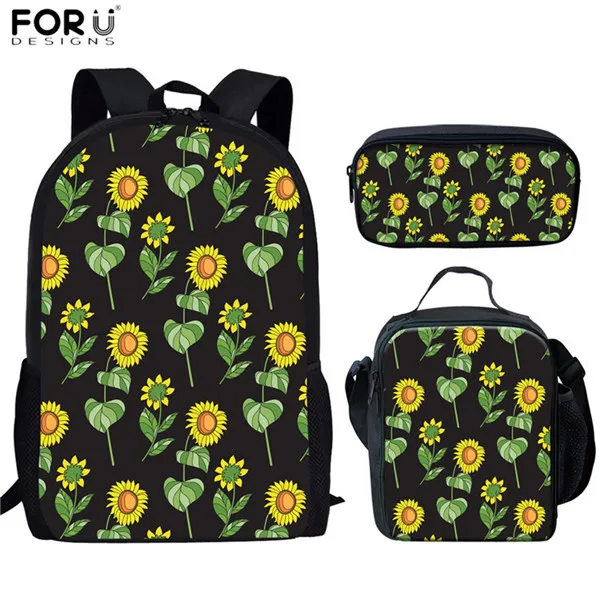 FORUDESIGNS/Креативные 3D школьные сумки с цветочным принтом и подсолнухами для девочек-подростков, школьные сумки с двойным плечом, функциональные ортопедические рюкзаки - Цвет: HXA619CGK