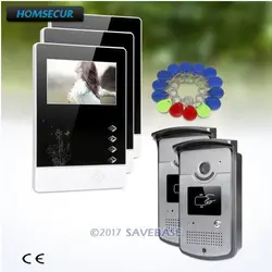 HOMSECUR 2v3 цвет IP54 4,3 дюймов видео дверной вход система вызова с качеством ночного видения с цветом изображения