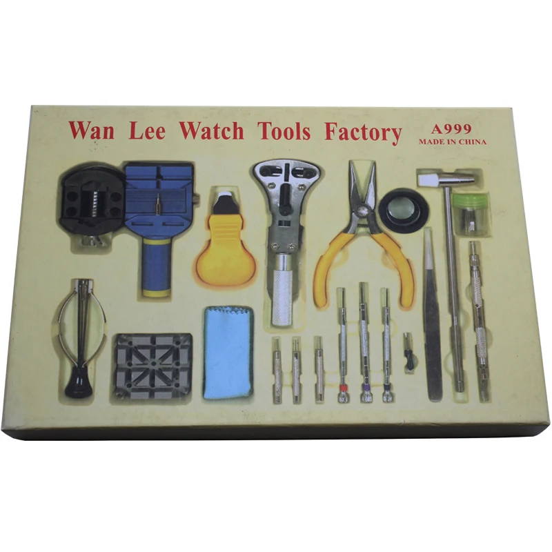 

2016 Hot sale high quality practical table tool 18 sets repair kit watch set hours down the lower bottle opener belt