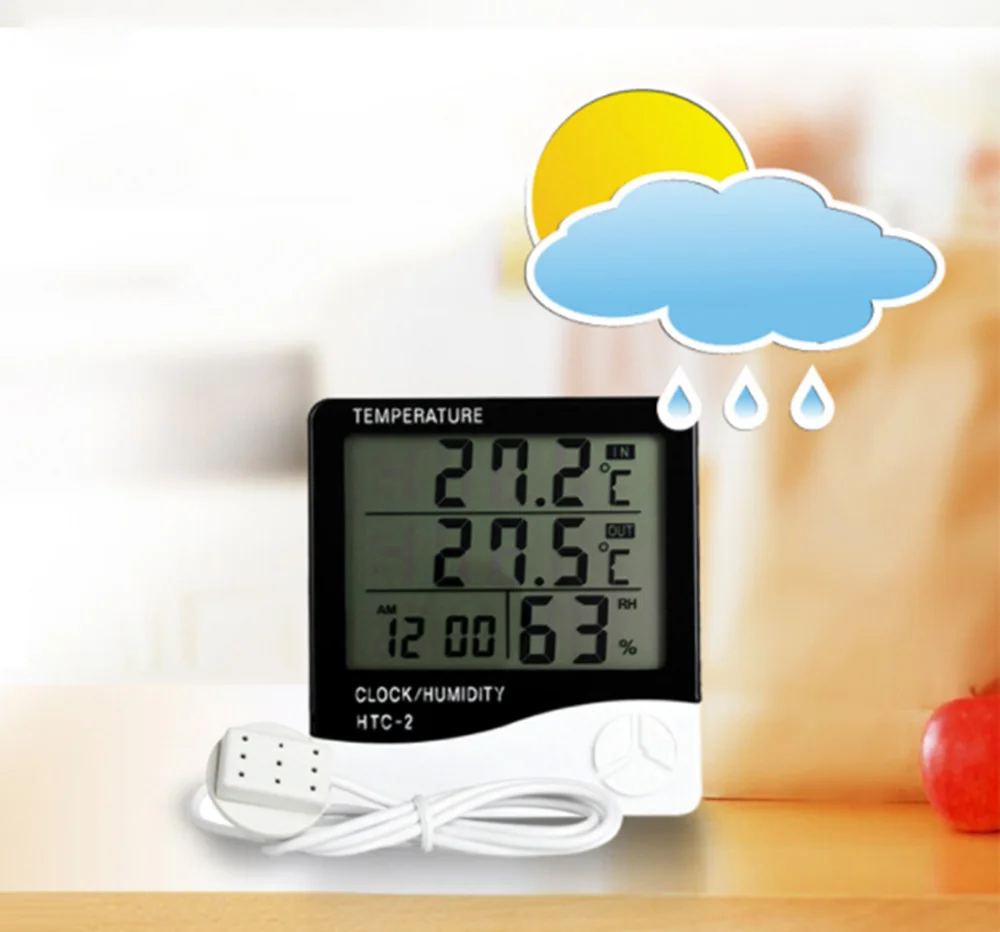 

Digital Thermometer Hygrometer Indoor Outdoor Double Display Memory Record