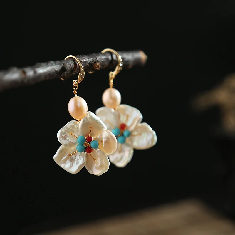 

pearls or spoil a hoard of restoring ancient ways the blossom flower fashion earrings ears hang wholesale distribution