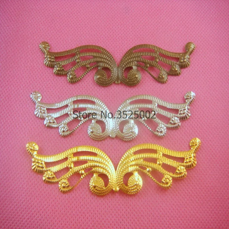 

10 pcs/lot 100mmx21mm Gold color/Antique bronze/rhodium Metal Filigree Flowers Slice Charms base Setting Jewelry DIY Components