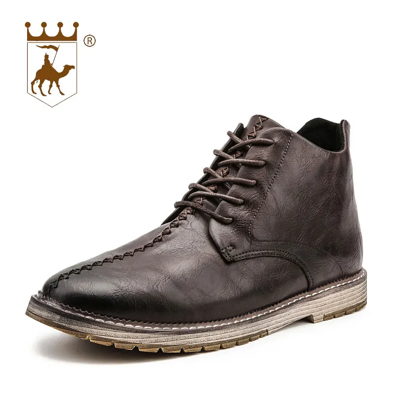 

BACKCAMEL Fashion Dress Leather Shoes Pointy High-top Men's Leather Boots Large Size 38-47 Boots British Male Shoes Flat