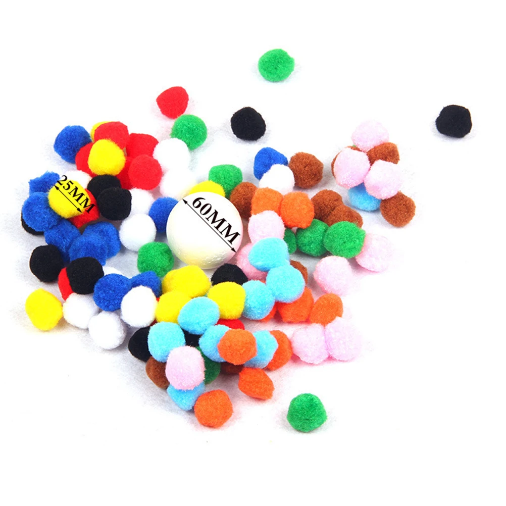 100 pcs 25mm Ассорти Pom Poms пушистые шары для DIY Creative ремесленные украшения DIY игрушки (разноцветные)