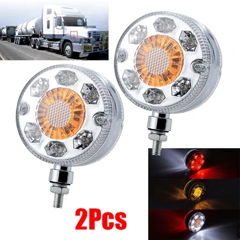 

2pcs Truck Shell Turn Signal Lamps Fender Super Bright Roof Light 24-LED Pedestal White+Amber+Red DC 24V Turn Signal Brake Lamp