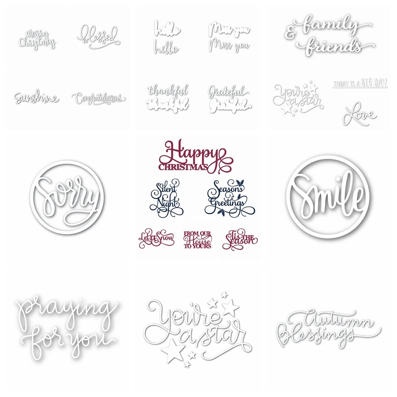 

Low Price Happy Smile Words Metal Cutting Dies Stencils For DIY Scrapbooking Decorative Embossing Handcraft Die Cutting Template