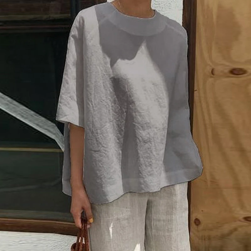 Summer Women Popular Daily Shirt S-5XL Baggy Loose Half Sleeve T Shirt Ladies Summer Casual Crew Neck Tops Blouse 2019 Hot