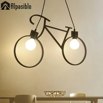 

Child boy personalized real pendant light bedroom bar decoration lighting droplight lamp bike / bicycle white and black for home