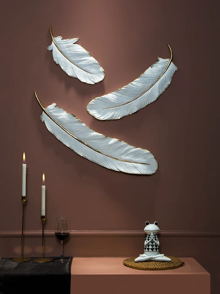  Nordic creative feather wall hanging indoor living room bedroom office wall decoration personality  - 33026384296