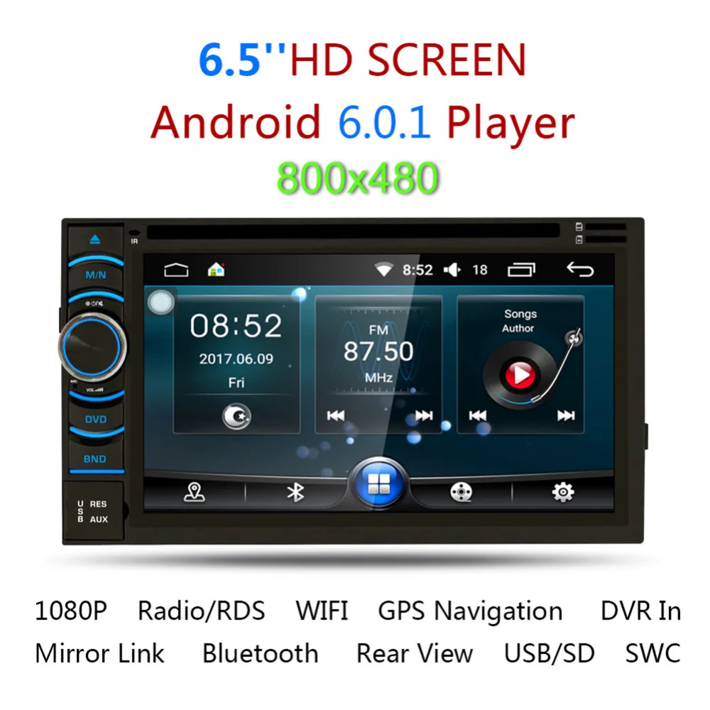 2Din 6 5 HD Android 5 1 Capacitive Touch Screen Quad Core Car DVD Player GPS