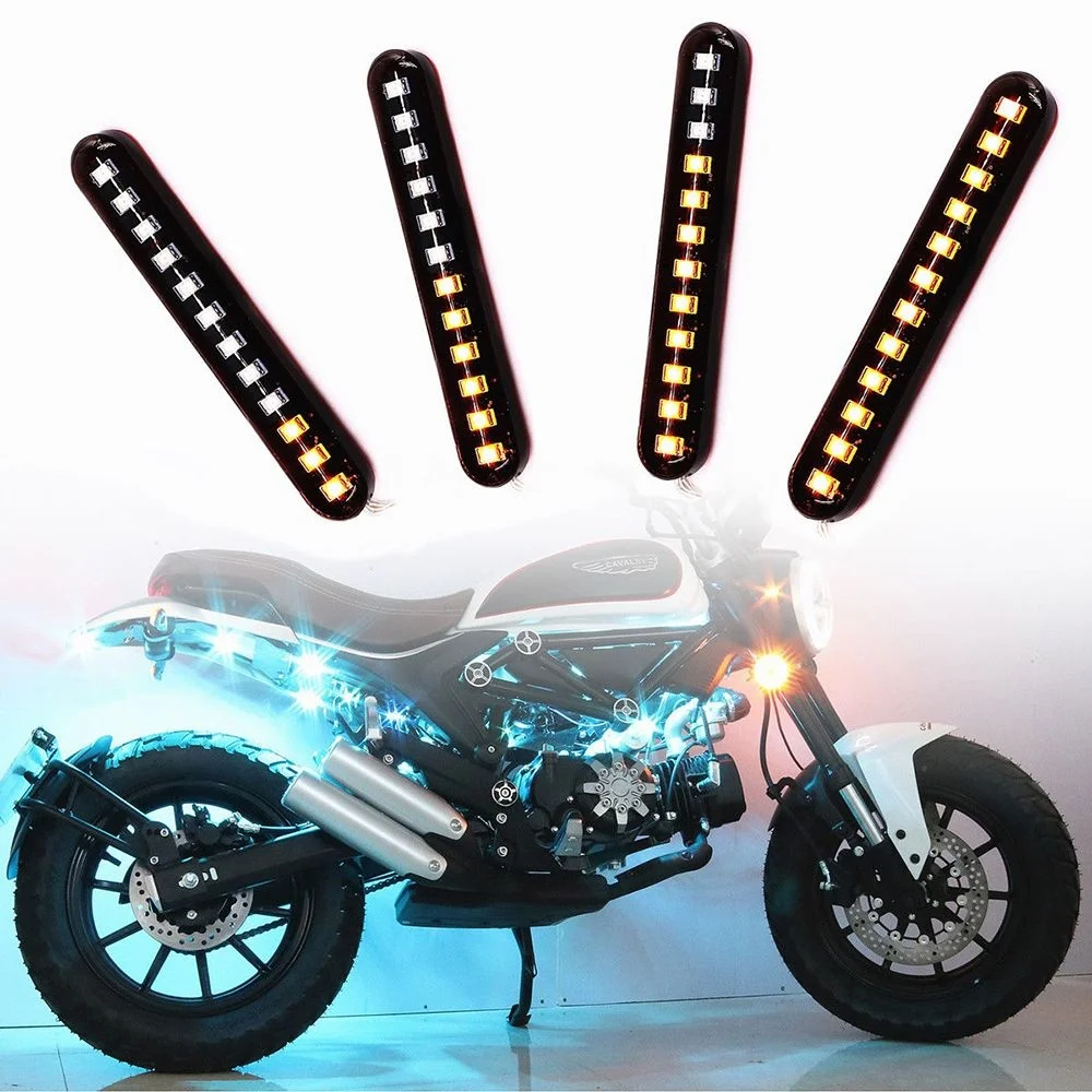 2x Sequential Flowing Motorcycle LED Mini Strips Led Turn Signal Light