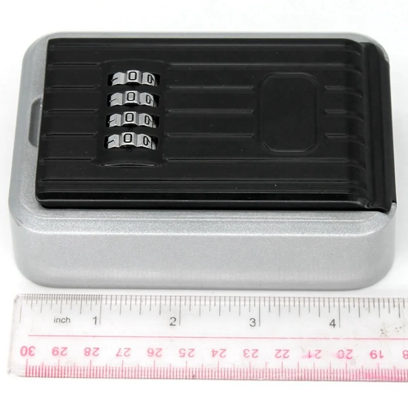 Wall Mounted Key Safe Storage Organizer Box With Combination Lock 10-Digital Password Weatherproof Cover For Home Outdoor Use 7