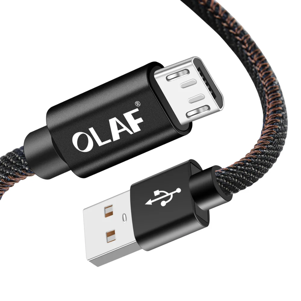 OLAF Micro USB кабель ковбой 2A Быстрый кабель синхронизации данных и зарядки для samsung huawei Xiaomi LG Andriod Microusb Кабели для мобильных телефонов - Цвет: black