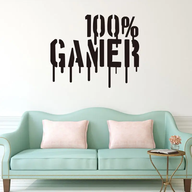 Gamer Stickers muraux Auto-adh/ésif Stickers muraux Personnalit/é D/écoration Autocollant texte Gamer Controller BESLIME Stickers Muraux avec PVC Sticker Mural