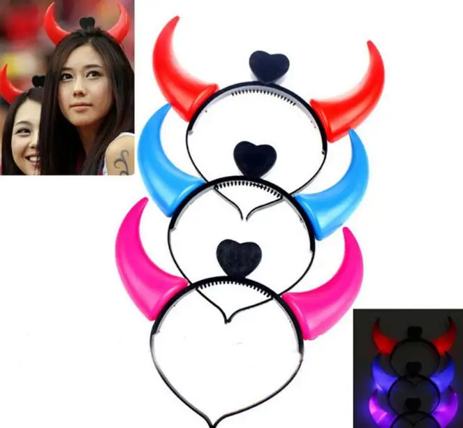 Glowing Horn Hair Hoop Party Headdress The Devil Horns Lights Opening