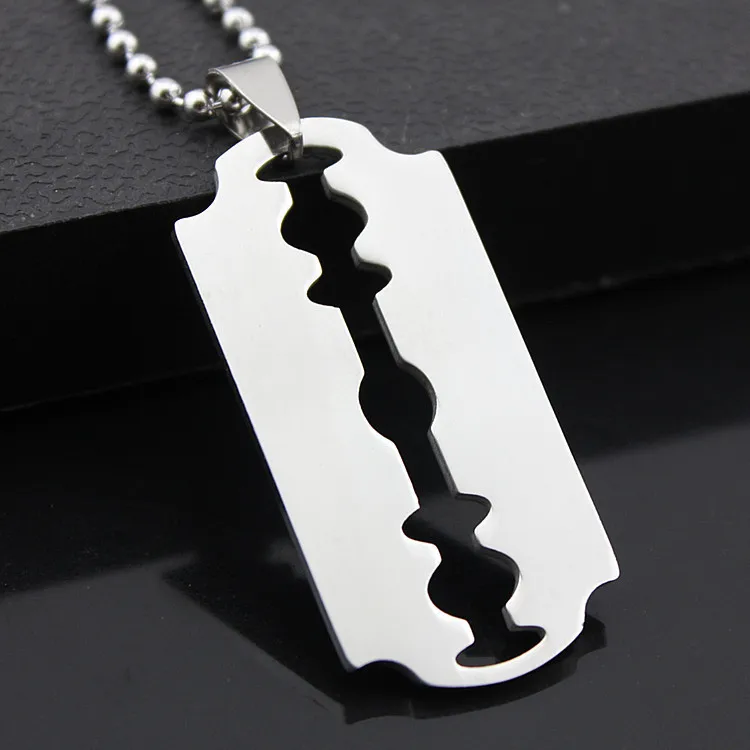 10PCS/Lot Western Jewelry Pendant Necklace Titanium Mens Stainless Steel Blade Girls Sweater Chain Necklace