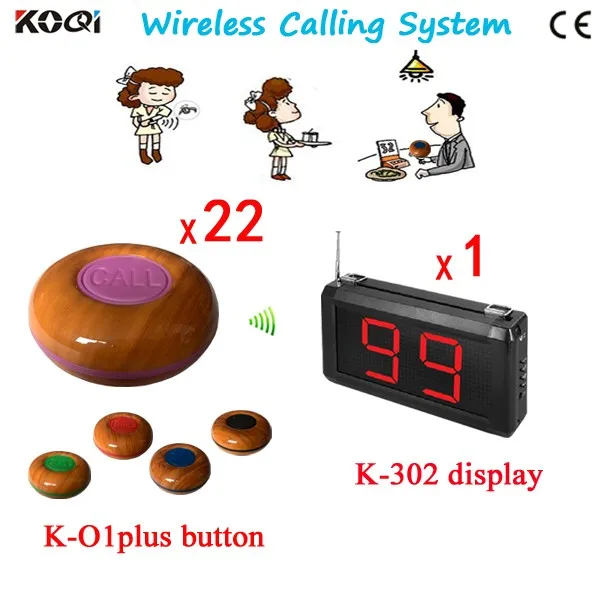 K-302+K-O1plus-purple 1x22 Waterproof Customer Digital Call Button For Waiter Service