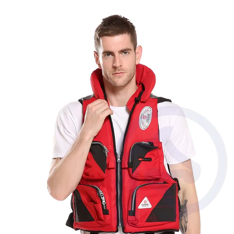 

Night Vision Fishing Vest Waterproof Standing Collar Women Men Multi-pocket Drifting Sailing Safety Fishing Life Whistle Vest