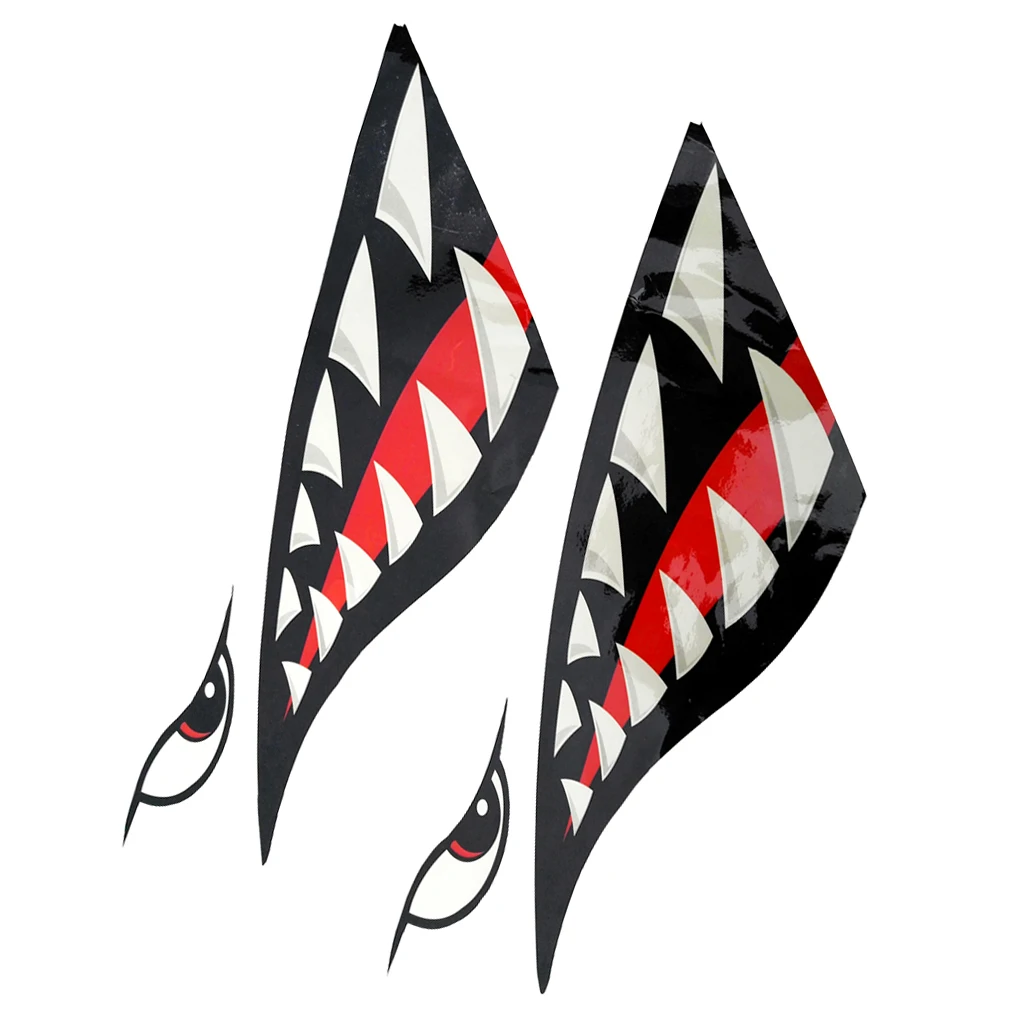 2 Pieces Shark Teeth Mouth Decal Stickers for Kayak Canoe Dinghy Boat Waterproof, very strong and durable