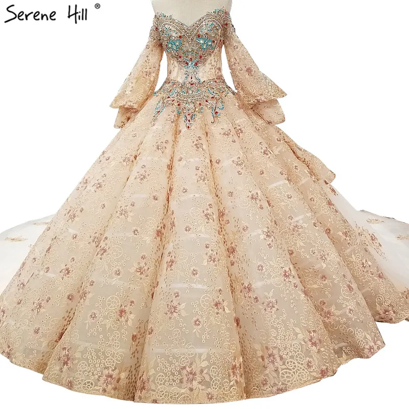 Newest Colored Diamond Pearls Sexy Wedding Dresses 2019 Long Sleeves Newest Colored Diamond Pearls Sexy Wedding Dresses 2019 Long Sleeves