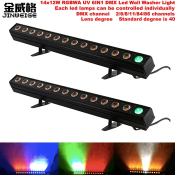 

Free Shipping 2pcs/lot 14x12W RGBWA UV 6IN1 Individual Led Wall Washer Indoor PIXEL Light Line Bar Disco Party DJ Stage Light