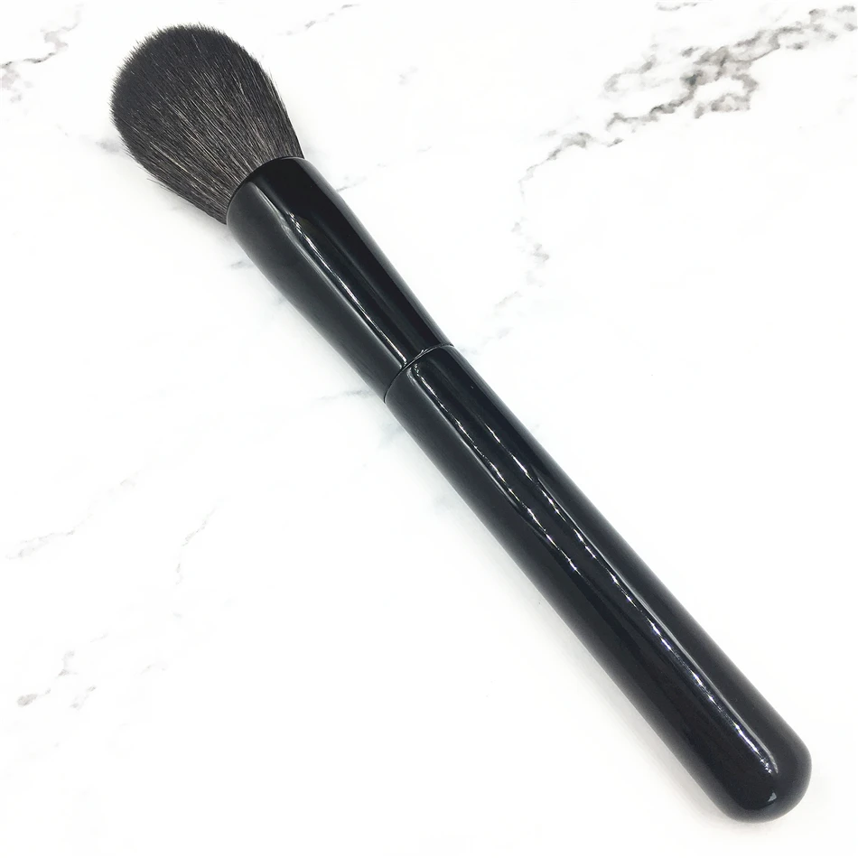 

High Quality Goat Hair Big Size Soft Dense Bristle Handmade Powder Brush Blush Makeup Brush Piano Black Wood Handle