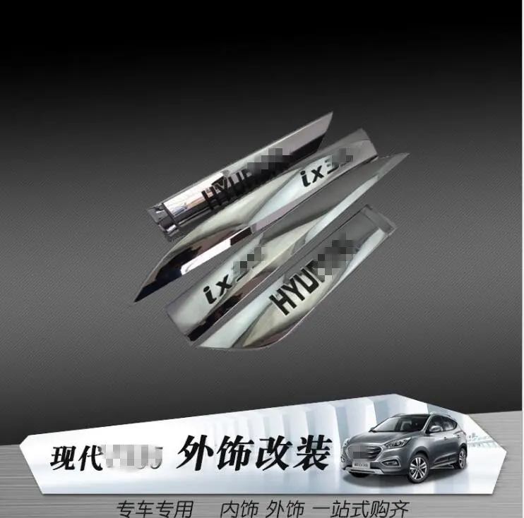 For Hyundai ix35 2010- 4 PCS Silver Car Styling Stainless Steel Exterior Door Body Trim Molding Accessories Side Trim Cover