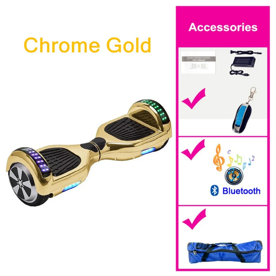 Склад ЕС ХОВЕРБОРДА 6,5 дюймов двух колесные само-от производителя onlywheel в Китае(стандарты Oxboard Hover доска электрический скутер электрический скейтборд Vespa - Цвет: 6.5 Chrome Gold