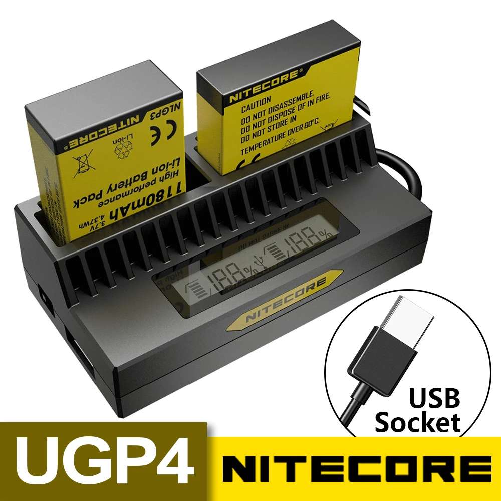 Hot NITECORE UGP4 USB Dual Slots Smart Charger LCD Display Battery Charger For GoPro HERO4 HERO3 AHDBT 401 302 301 201 Battery Hot NITECORE UGP4 USB Dual Slots Smart Charger LCD Display Battery Charger For GoPro HERO4 HERO3 AHDBT 401 302 301 201 Battery