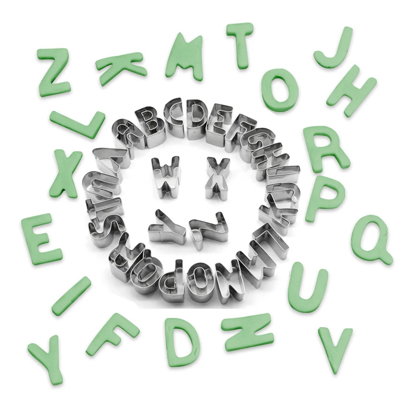 26 Piece Full Alphabet Letter Cookie Biscuit Baking DIY Mould Chocolate Suger Pastry Icing Cutter Set with Case | Дом и сад