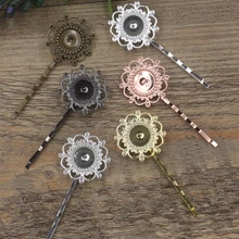 10 шт., заколка для волос с цветком, ювелирное изделие для волос, Пустые Базовые настройки, заколки для волос, заколка для волос 12 мм, кабошон, камея, сделай сам, головной убор