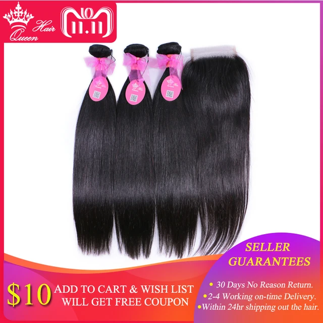 Special Price Queen Hair Products 100% Human Hair Brazilian Straight 3 Bundles With Closure Remy Hair Extensions Natural color Lace Closure Special Price Queen Hair Products 100% Human Hair Brazilian Straight 3 Bundles With Closure Remy Hair Extensions Natural color Lace Closure
