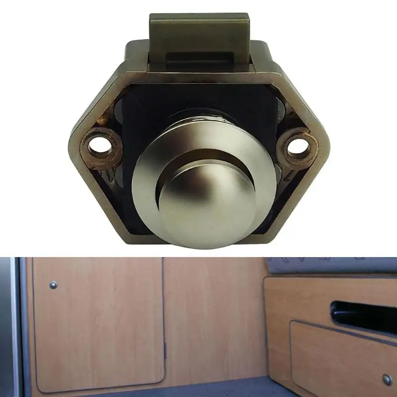 

High Quality Mini Push Lock Button Cupboard Door Knob Camper Cabinet Drawer Caravan MotorHome Drawer Handle Push Lock Door Latch