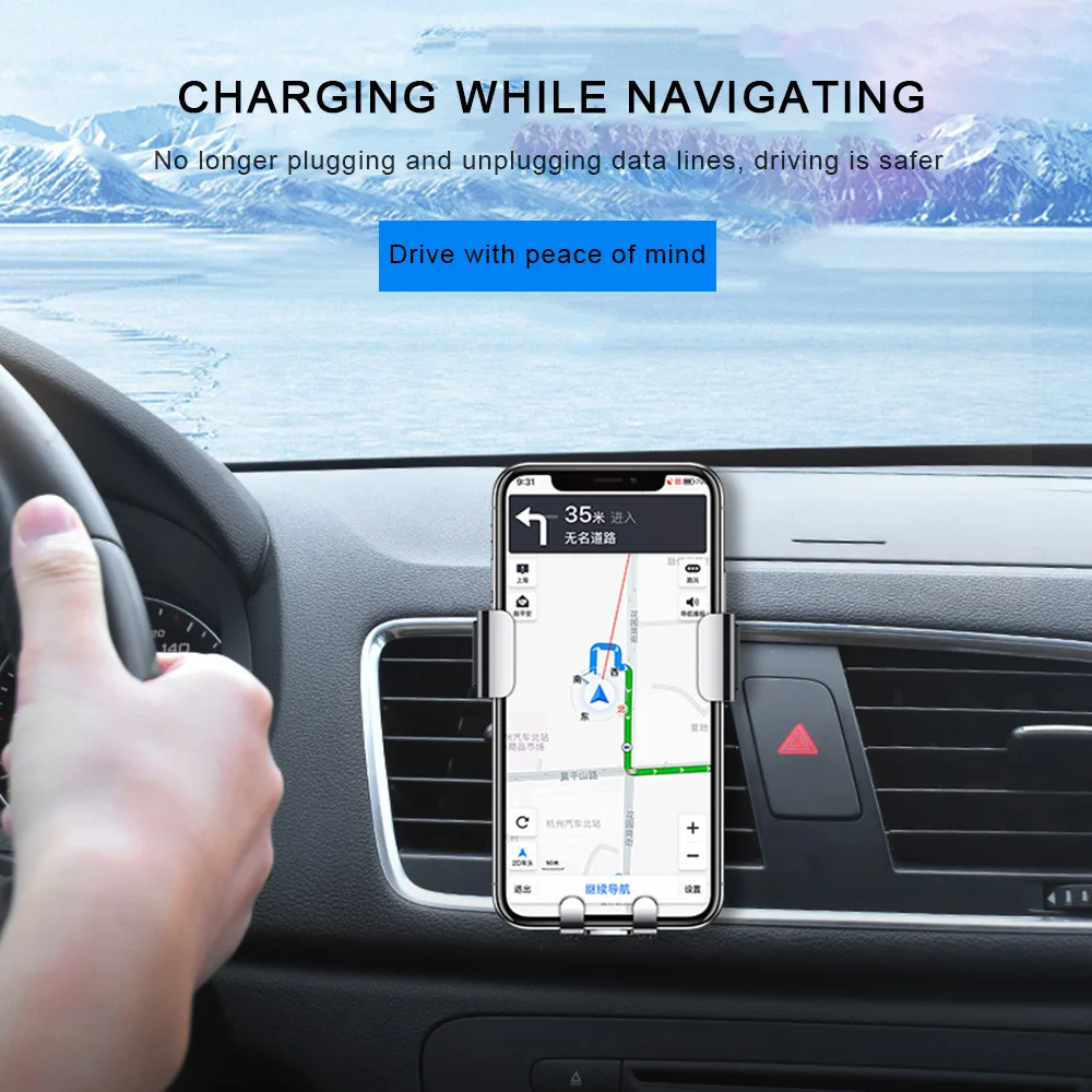 Автомобильный держатель для телефона iPhone XR Xs Max подставка для смартфона в автомобильном вентиляционном отверстии держатель для телефона подставка функция беспроводной зарядки