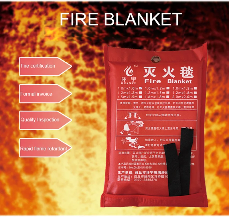 1.2M x 1.8M Fire Blanket Fiberglass Fire Flame Retardant Quality Emergency Survival Fire Shelter Safety Cover Fire Blanket