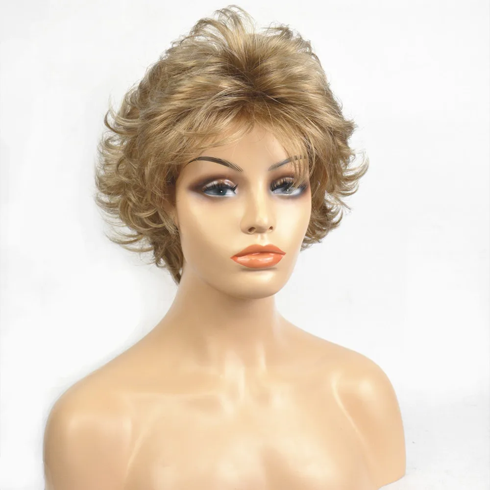 

StrongBeauty Women's Synthetic Wigs golden Short Curly Hair Capless Natural Wigs