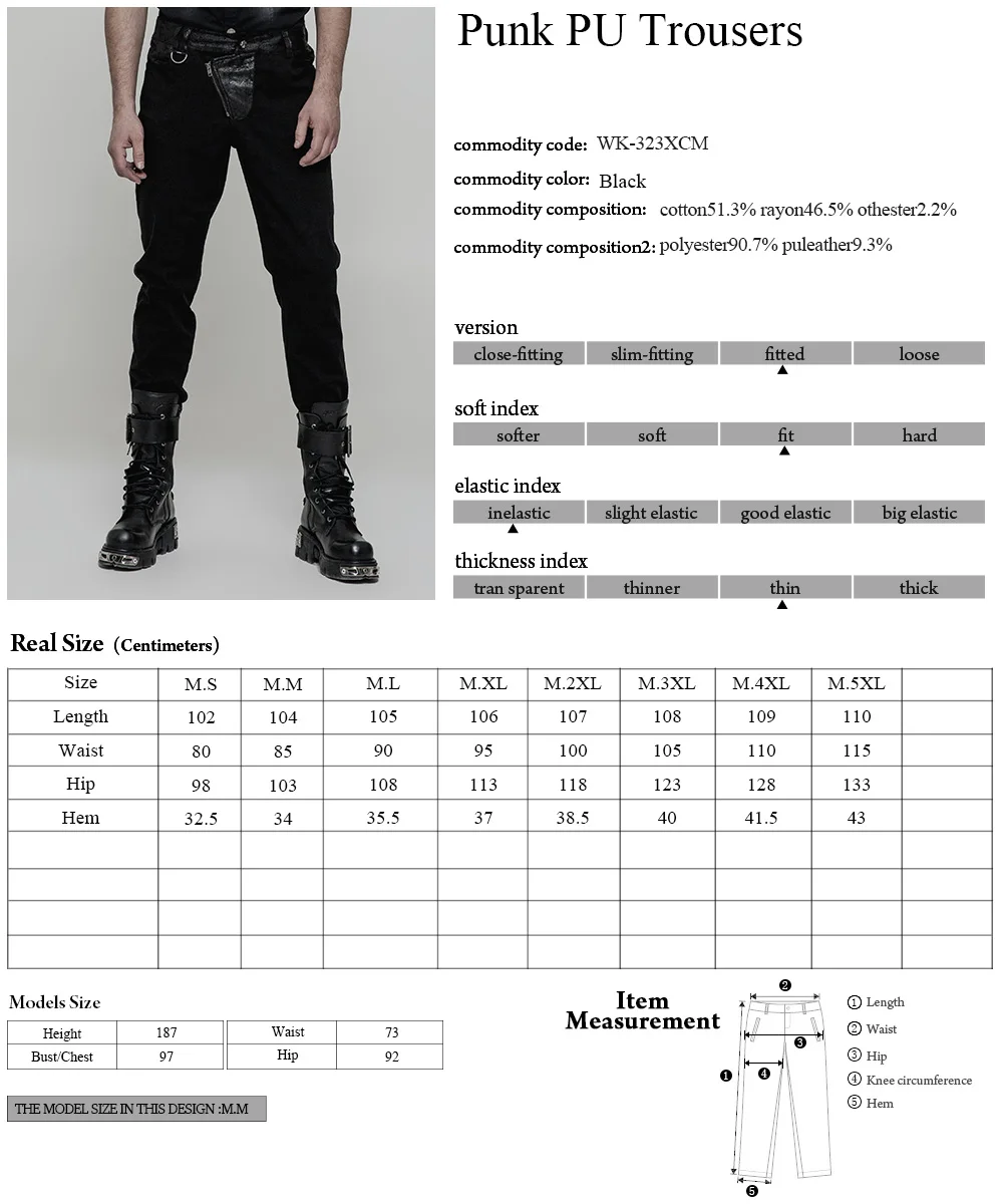 Панк рейв мужские панк Рок брюки готический черный хлопок с кожаными штанами индивидуальная мода мужские стимпанк Ретро брюки