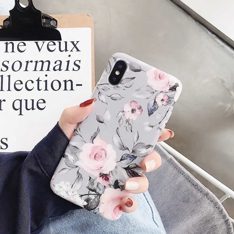 Fashion Floral Phone Case for iphone 6 6s 7 8 Plus All-inclusive Anti-drop Silicone Soft Cover XS Max XR X | Мобильные телефоны и