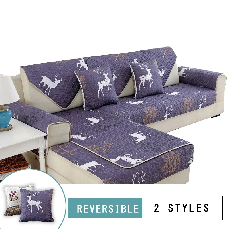 

Reversible Sofa Cover Deep Color Slipcover For Chair Loveseat Sofa Slip Resistant Dustproof 1pc