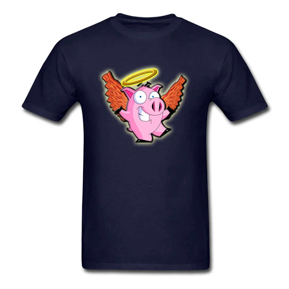 Heavenly Bacon Summer Autumn 100% Cotton Fabric Crew Neck Tops Shirt Short Sleeve Printed Tee-Shirts Brand New Summer T Shirts Heavenly Bacon navy