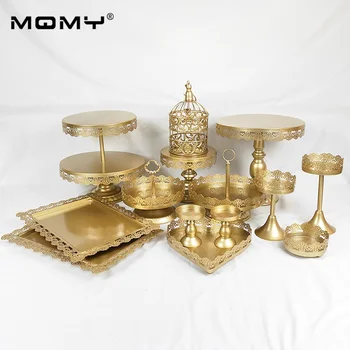 

14pcs/ Set Small Birdcage Gold 2 Tier Cupcake Decorating with Crystal Wedding Cake Stand