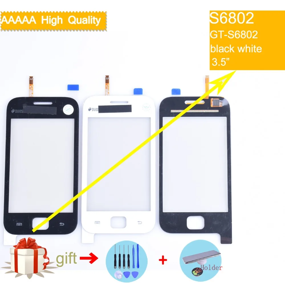 Сенсорный экран S6802 для Samsung Galaxy Ace Duos сенсорный 6802 S дигитайзер стекло передняя